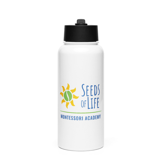 Seeds of Life Student Water Bottle — 32 oz Stainless Steel with Straw