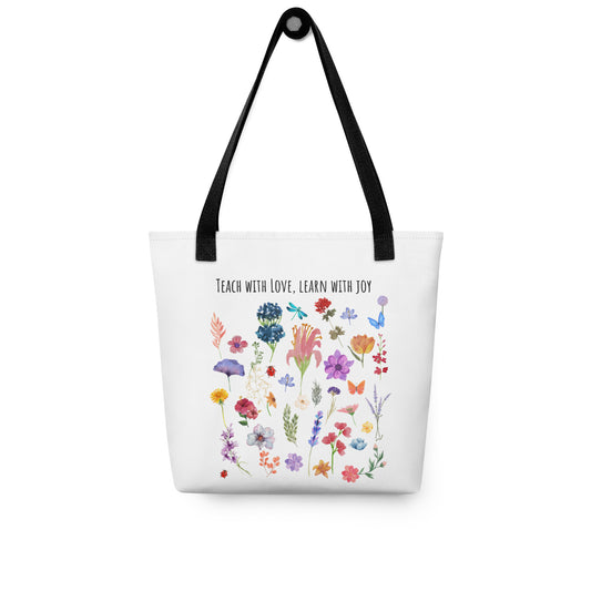 Spread Positivity with Our 'Teach with Love, Learn with Joy' Tote – Where Education Blooms!